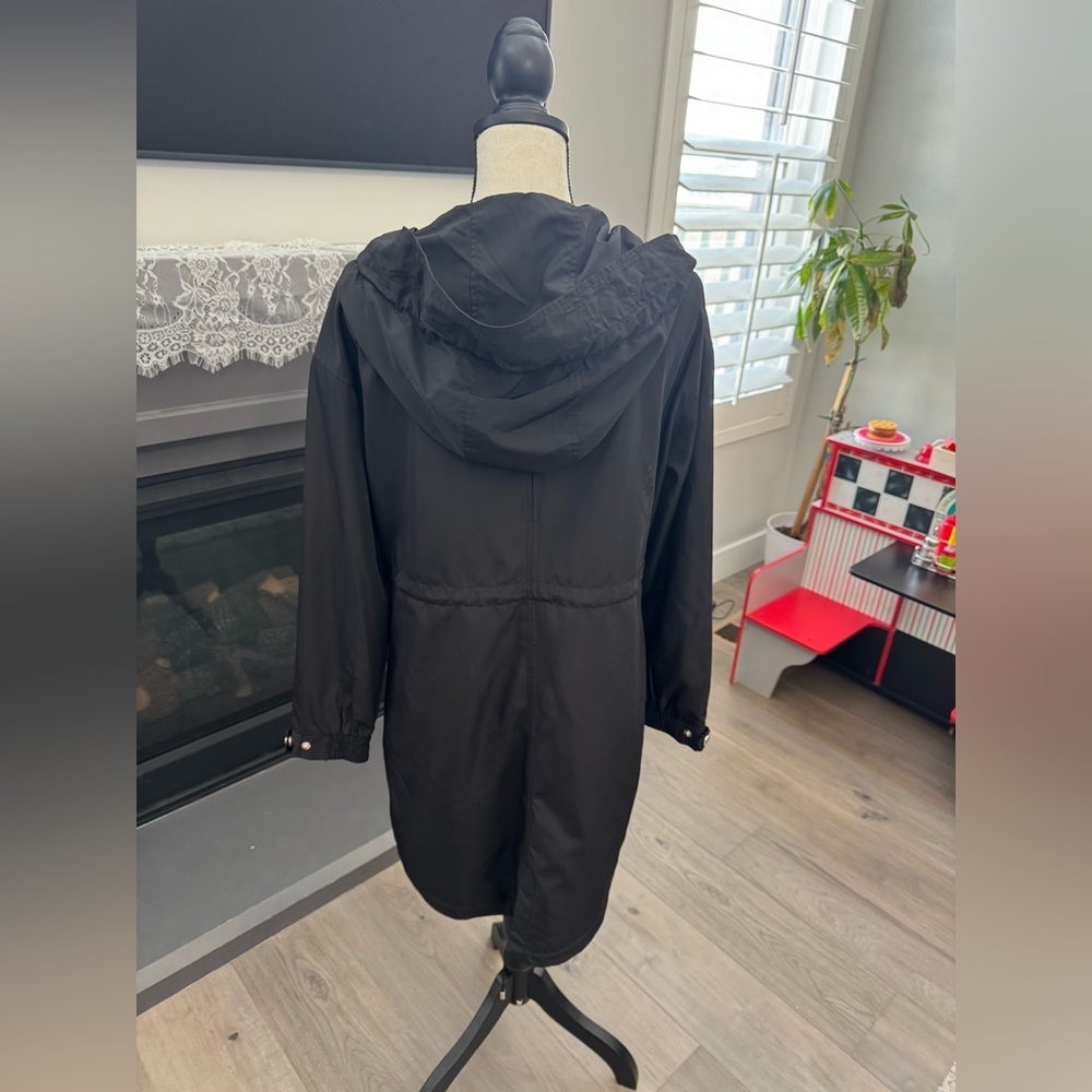 Michael Kors Black Hooded Anorak Utility Jacket Zip Front Drawstring Waist - Picture 3 of 8